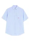 Valentino Embroidered Cotton Shirt In Blue