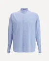 Valentino Garavani Cotton Striped Shirt With Button-down Collar In Blue