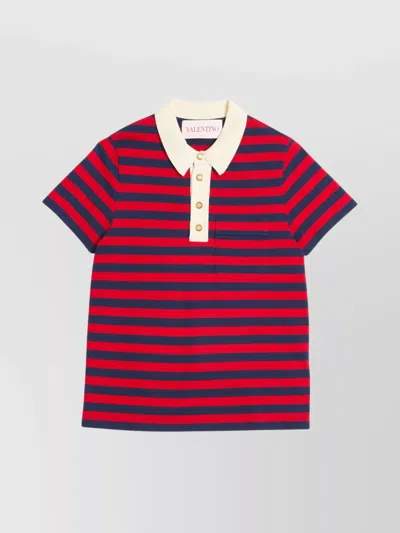 VALENTINO STRIPED POLO SHIRT WITH CHEST POCKET