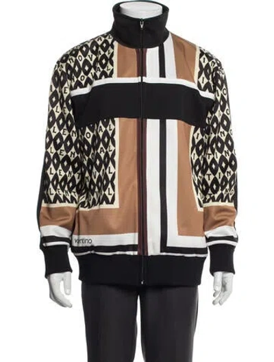 Pre-owned Valentino Striped Puffer Coat In Black