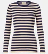 Valentino Striped Ribbed-knit Cotton Sweater In Black