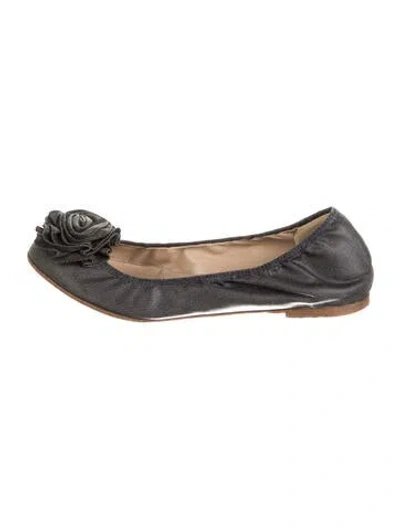 Pre-owned Valentino Garavani Striped Ruffle Embellishment Ballet Flats In Blue
