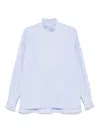 Valentino Garavani Cotton Striped Shirt With Button-down Collar In Blue