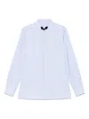 Valentino Cotton Shirt With Striped Pattern And Embroidered Motif In Blue