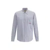 Valentino Striped Shirt With Embroidered Logo In Gray