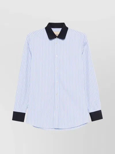 Valentino Striped Shirt Button Cuffs In Blue