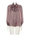 Valentino Garavani Striped Crepe De Chine Shirt In Multi