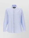 Valentino Cotton Shirt With Striped Pattern And Embroidered Motif In Blue