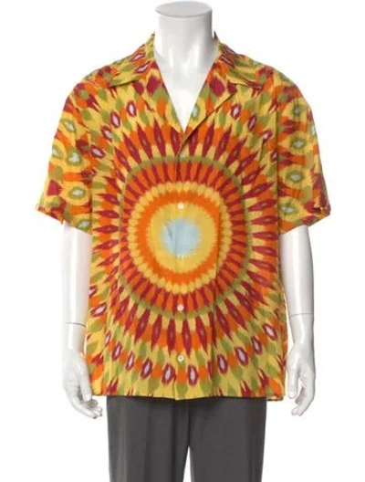 Pre-owned Valentino Striped Short Sleeve Shirt In Yellow