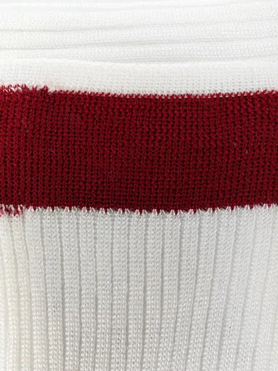 Valentino Striped Silk Blend Socks In White