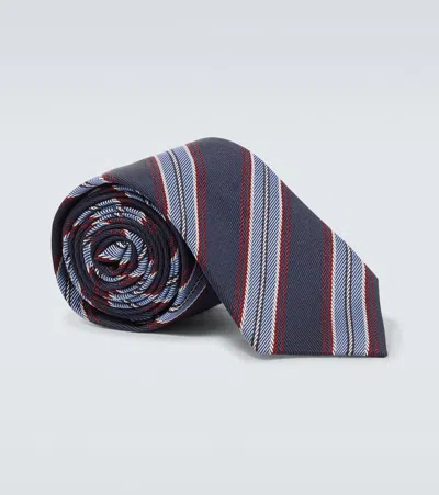 Valentino Garavani Striped Silk Jacquard Tie In Blue