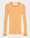 Valentino Striped Silk Knit Long-sleeve Sweater In Orangemulti