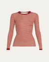 Valentino Striped Silk Knit Long-sleeve Sweater In Red Multi