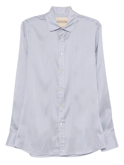 Valentino Striped Silk Shirt In Gray