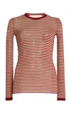 Valentino Striped Silk Sweater In Red/ecru'