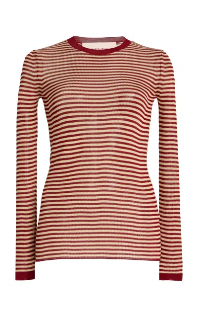 VALENTINO STRIPED SILK SWEATER