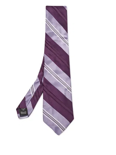 Pre-owned Valentino Garavani Striped Silk Tie In Purple
