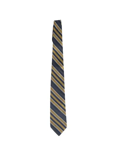 Pre-owned Valentino Garavani Striped Silk Tie In Blue