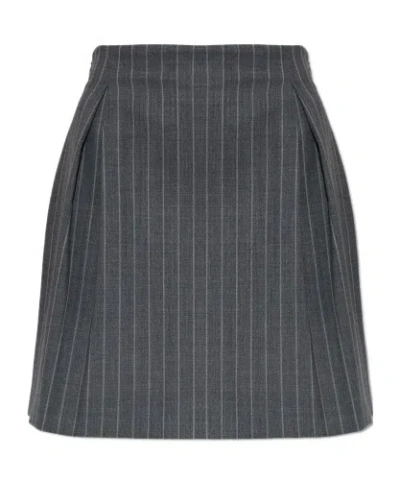Valentino Striped Skirt In Gray