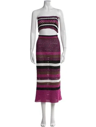 Pre-owned Valentino Striped Skirt Set In Purple