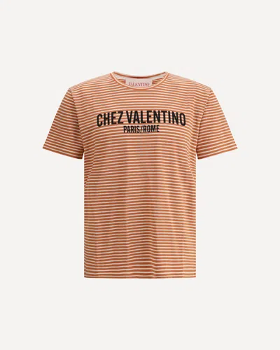 Valentino Striped T-shirt In Brown