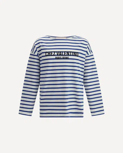 Valentino Striped T-shirt In Burro/indaco