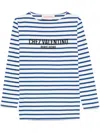 Valentino Long Sleeve Cotton T-shirt With Striped Pattern In Blue