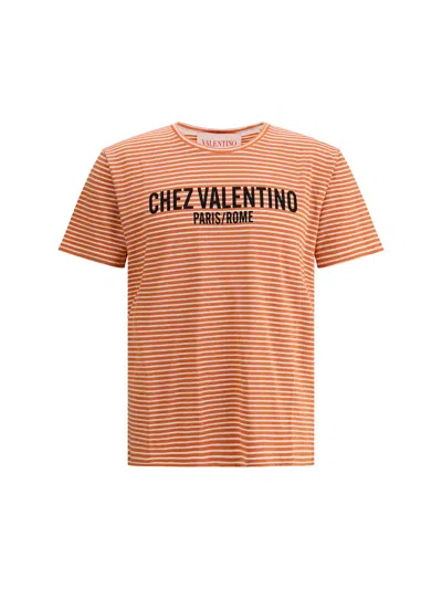 Valentino Striped T-shirt In Burromandarino