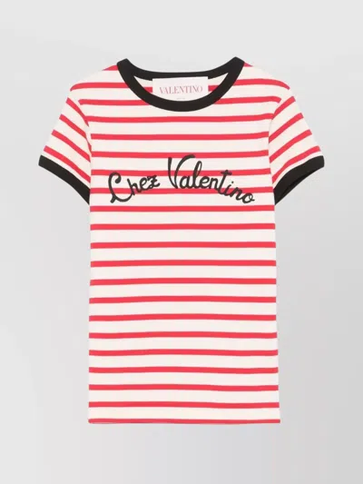 VALENTINO STRIPED T-SHIRT CONTRAST TRIM