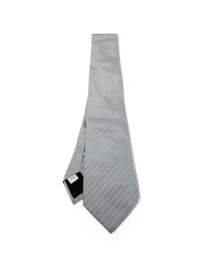 Pre-owned Valentino Garavani Striped Tie In Gray