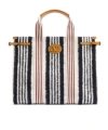 Valentino Striped Tote Bag In Navy Blue/ivory