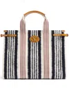 Valentino Striped Tote Bag In Neutrals