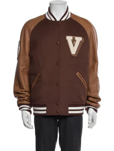 Pre-owned Valentino Striped Varsity Jacket In Brown