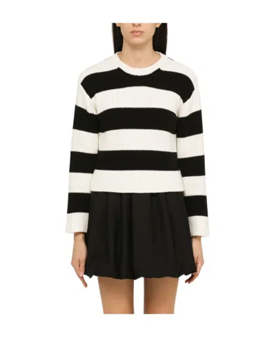 VALENTINO VALENTINO STRIPED CREWNECK KNITTED JUMPER