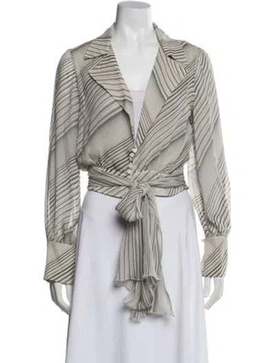 Pre-owned Valentino Striped V-neck Blouse In White