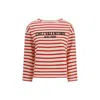 Valentino Womens Avorio Rosso Striped Brand-print Cotton-jersey T-shirt In Multi