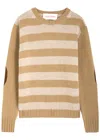 Valentino Striped Wool And Cashmere-blend Jumper In Beige