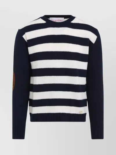 VALENTINO STRIPED WOOL AND CASHMERE PULLOVER