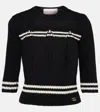 Valentino Wool Sweater With Open Knit Motif In Black