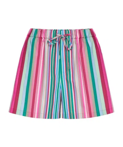 Valentino Stripes Popeline 75 Shorts In Multi