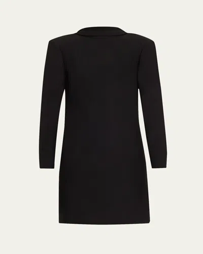 Valentino Strong-shoulder Bow Backless Mini Dress In Black