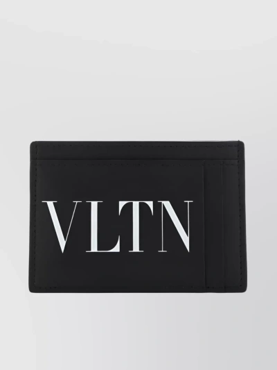 Valentino Garavani Structured Contrast Stitch Wallet In Black