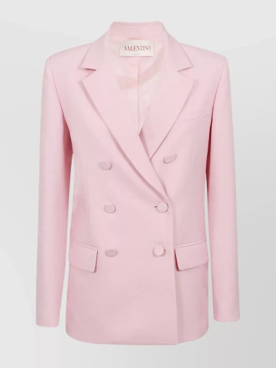Valentino Double-breasted Wool And Silk-blend Crepe Blazer In Pastel