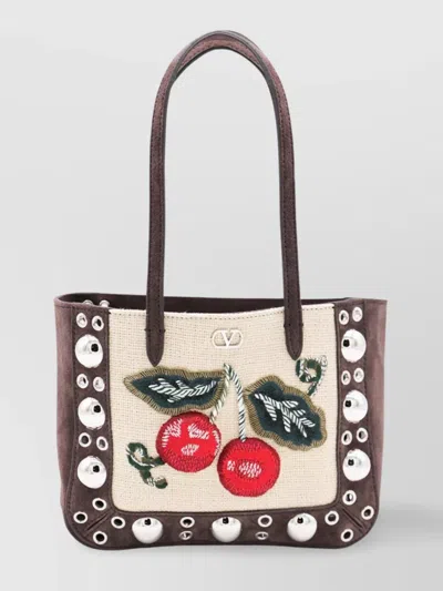 Valentino Garavani Structured Embroidered Tote Bag With Dual Handles