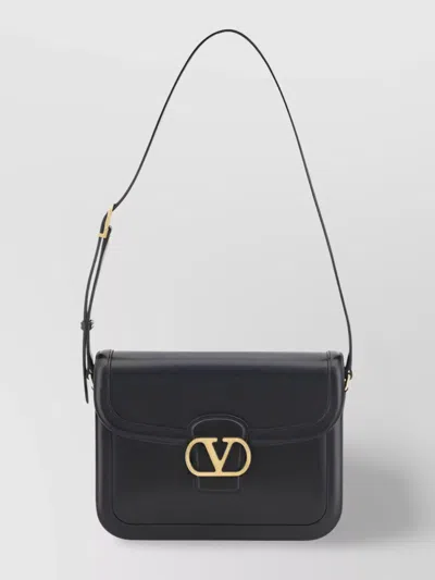 Valentino Garavani Structured Leather Shoulder Bag In Black