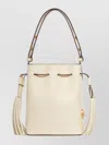 Valentino Structured Leather Shoulder Bag Tassel Detail In Neutral