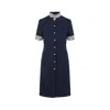 Valentino Structured Midi Dress With High Collar In Blue