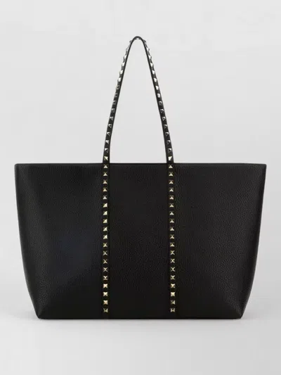 Valentino Garavani Structured Tote Bag Dual Handles Studded Finish In Black
