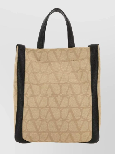 Valentino Garavani Structured Two-tone Tote Bag In Brown