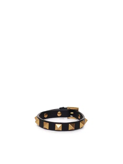 Valentino Garavani Stud Bracelet In Calfskin In Black